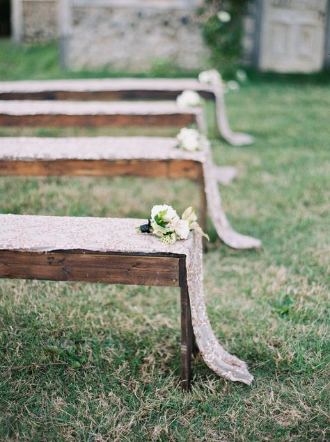 Outdoor Wedding Bench Decor, Bench Decor Wedding, End Of Bench Decor Wedding, Benches For Outdoor Wedding, Isle Decorations Wedding Benches, Wedding Ceremony Benches Decor, Benches For Wedding Ceremony, Wedding Benches, Outdoor Wedding Ceremony Decorations Aisle Benches