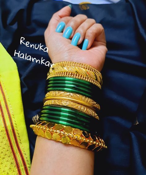 Green bangles, maharashtrian bangles Marathi Bride Green Bangles, Green Bangles Maharashtrian, Maharashtrian Bangles, Green Bangles Set, Green Bangles, Marathi Bride, Bridal Jewellery Inspiration, Colorful Bangles, Wedding Diary