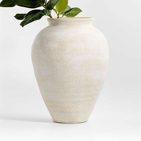 Restoration Hardware Look, Large White Vase, Budget Makeover, Restoration Hardware Style, Olive Jar, Natural Flooring, Round Vase, White Vase, White Floors