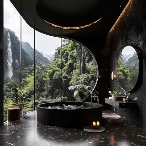 Noir Opulence: Where Luxury Meets Nature’s Embrace 🔗 https://www.amazingarchitecture.com/visualization/noir-opulence-where-luxury-meets-natures-embrace @bafarin_design Masoumeh Aghazadeh: In the picturesque landscape of Marbella, Spain, where the beauty of nature unfolds in all its splendor, there exists a realm where opulence and tranquility intertwine seamlessly. Nestled amidst lush greenery and cascading waters, stands the epitome of architectural magnificence – the Noir Opulence villa.... Black Luxury House, Dark Modern Home, Dark House Aesthetic, Spain Marbella, Luxury Mansions Interior, Architecture Design Process, Black Houses, Brutalism Architecture, Dream Mansion