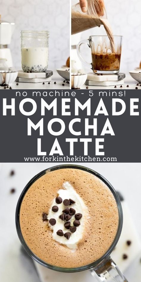 Making a hot, creamy, chocolatey mocha latte at home has never been easier - or more delicious - thanks to this easy homemade latte method that requires no special equipment and simple ingredients; it's ready in under 5-minutes! Mocha Coffee Recipe, Mocha Latte Recipe, Mocha Recipes, Homemade Mocha, Homemade Latte, Ice Cream Smoothie, Nespresso Recipes, Traditional Thanksgiving Recipes, Latte At Home