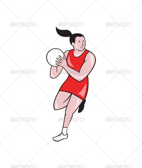 Netball Player Catching Ball Isolated Cartoon Ball Cartoon, Vector Graphics Design, Business Banner, Print Fonts, Netball, Graphics Illustration, Portrait Illustration, Icon Font, Logo Icons