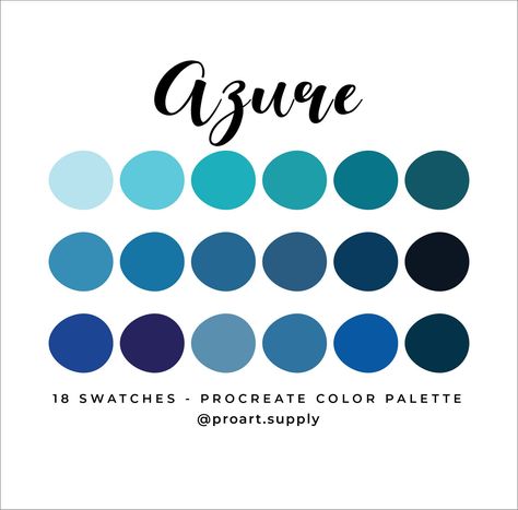 Azure Color Palette, App Colors, Color Palette Hex Codes, Website Moodboard, Palette Blue, Blue Shades Colors, Ipad Ideas, Procreate Color Palette, Color Palette Challenge