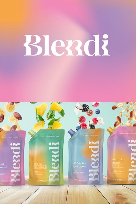 Smoothie Design, Smoothie Branding Design, Smoothie Branding, Smoothie Packaging, Smoothie Packaging Design, Health Drink Packaging, Beverage Branding, Drink Packaging Design, Gradient Packaging