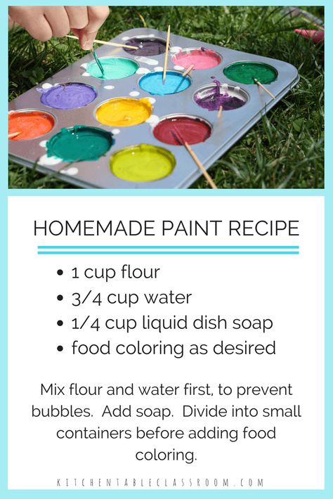 Homemade Paint Recipe, Diy Kids Paint, Make Paint, Paint Recipe, Homemade Paint, Kids Help, How To Make Paint, Diy Paint, Fun Crafts For Kids