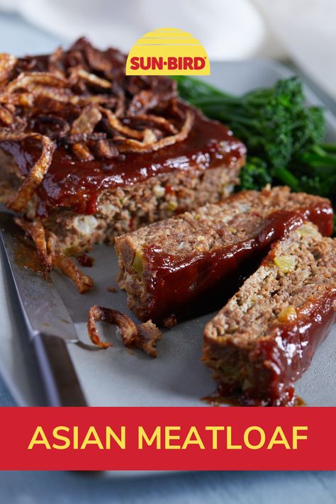 Try our Asian Meatloaf, made with Sun-Bird Hot & Spicy Szechwan Seasoning Mix - our take on a classic! #AsianInspired #Meatloaf #Recipe Asian Meatloaf, Asian Seasoning, Sun Bird, Meatloaf Recipe, Hot Spicy, Hoisin Sauce, Loaf Pan, Seasoning Mixes, Fresh Ginger