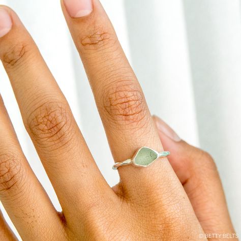 Betty Micro Sea Glass Ring Betty Belts, Sea Glass Rings, Sea Glass Ring, Silver Sea, Glass Ring, Ocean Inspired, Glass Rings, Ocean Inspiration, Sea Glass Jewelry