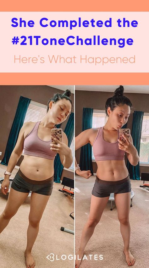 Blogilates 21 Day Challenge, 21 Day Tone Challenge, Toning Before And After, Arms Before And After Toned, Tone Thighs Before And After, Toned Arms Workout Before And After, 21 Day Transformation Challenge, Blogilates Before And After, Abs Before And After