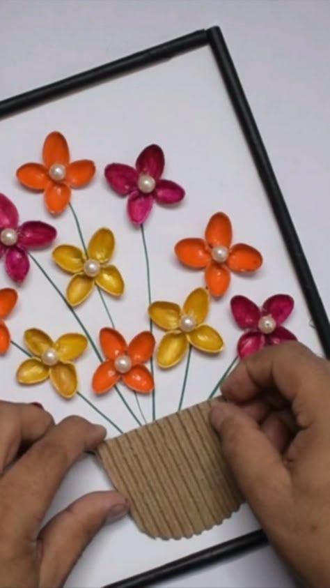 craft_engineer on Instagram: Amazing wall hanging craft Idea Follow @craft_engineer #reels #reelsviral #reeltoreel #reelsinsta #reelkarofeelkaro #reelitfeelit❤️❤️… Art And Craft For School Decoration, Cute Wall Hanging, Craft With Pistachio Shells, Pista Shell Crafts Ideas On Wall, Simple Art And Craft Ideas, Pista Shell Crafts Ideas, Pistachio Shell Crafts, Pista Shell Art, Best Out Of Waste Ideas