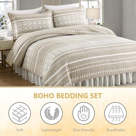 Amazon.com: LORRIARD Navy Boho Quilt Set - Bohemian Bedspread Queen Size 100% Cotton Quilt Bedding Set Reversible Lightweight Quilted Comforter Coverlet Set for King Bed,Navy Blue White,3 Pieces : Home & Kitchen Boho Bedding Sets, Quilted Comforter, Bohemian Bedspread, Boho Quilt, Quilt Comforter, Boho Bedding, Lightweight Quilt, Coverlet Set, King Bed