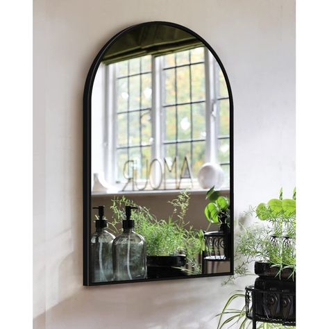 Mercer41 Kristyan Arch Metal Wall Mirror | Wayfair Black Mirror Wall, Mirror For Living Room, Arched Wall, Bathroom Black, Black Wall Mirror, Mirror For Bathroom, Arched Mirror, Mirror Bathroom, Arch Mirror