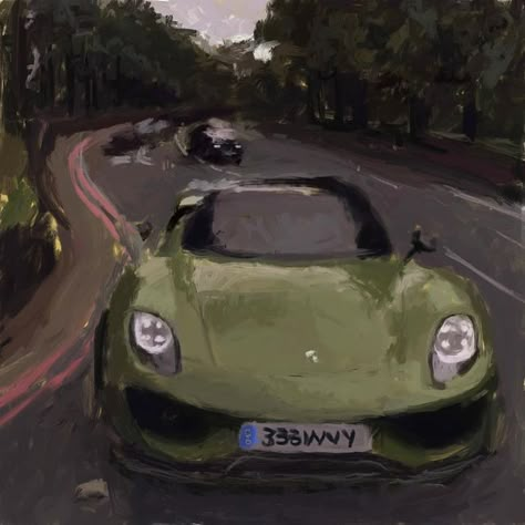 ✰✮𝕸𝕵★☆ on Instagram: "Porsche 918 🖼️💚🌳❤️‍🔥🧃 • • • • • #918 #wavy #art #artist #procreate #digitalart #digitalillustration #photoshopart #paint #digitalpaint #gouache #porsche #draw" Acrylic Inspo Art, Porsche Painting Canvas, Paintings Of Cars, Car Painting Ideas, Car Art Painting, Art Inspo Painting, Porsche Illustration, Porsche Drawing, Vintage Car Painting