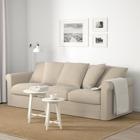 GRÖNLID 3-seat sofa - Sporda natural - IKEA Gronlid Sofa, Ikea Sofas, Laminated Veneer Lumber, Ikea Sofa, Deep Seat Cushions, Brown Living Room, White Sofas, Large Sofa, Living Room Colors