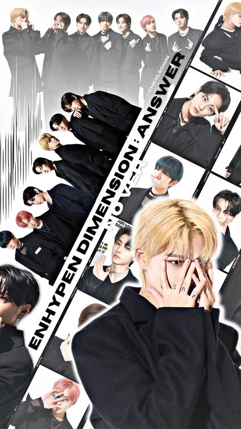 Dimension Answer No Ver, Enha Ot7, Ot7 Enhypen, Enhypen Dimension Answer, Dj Poster, Dimension Answer, Enhypen Dimension, Kpop Lockscreen, Enhypen Icon