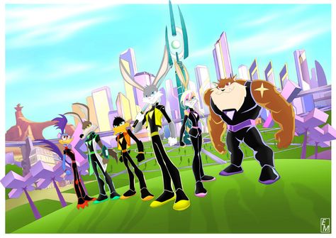 Loonatics Unleashed Redesign by JackNapierlauching on DeviantArt Lunatics Unleashed, Loonatics Unleashed, Looney Tunes Show, Merrie Melodies, Looney Tunes Cartoons, Fun To Draw, Tv Land, Dreamworks Trolls, Good Cartoons