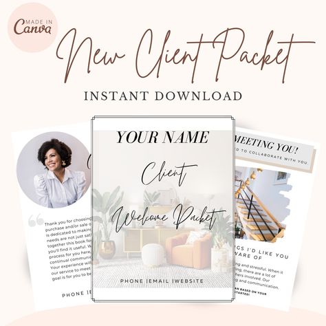 Client Consultation, Welcome Packet, Real Estate Templates, May 23, Etsy Handmade, Marketing And Advertising, Website Design, Drawing Illustrations, Free Design