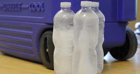 Freeze water bottles to use in place of ice in coolers so you have cold water to drink after they melt. | 41 Tailgating Tips That Are Borderline Genius Tailgating Hacks, Heavy Drinking, Camping Coolers, No Cook Appetizers, Frozen Water, Camping Stuff, Tailgate Food, Party Hacks, Camping Fun