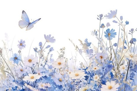 Delicate watercolor wildflower meadow. | Free Photo Illustration - rawpixel Wild Flowers Background, Meadow Digital Art, Watercolour Wildflower Meadow, Blue Flower Watercolor Background, Wildflower Meadow Illustration, Birthday Girl Quotes, Watercolor Flower Background, Happy Birthday Frame, Love Quotes Wallpaper