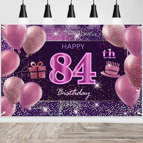 84th Birthday, Pink Decorations, Happy Birthday Banner, Birthday Backdrop, Party Birthday, Birthday Banner, Birthday Decorations, For Girls, Happy Birthday