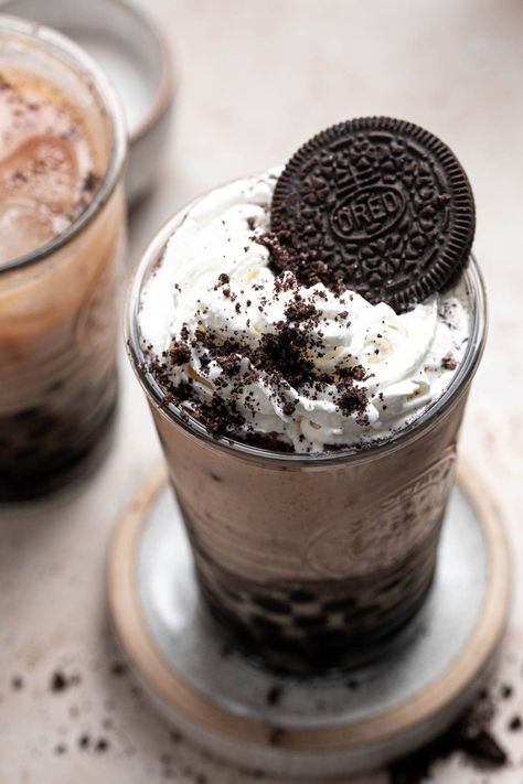 Boba Oreo, Oreo Boba Tea, Ice Boba, Oreo Bubble Tea, Chocolate Milk Tea, Strawberry Milk Tea, Oreo Recipe, Oreo Milk, Pop Ice