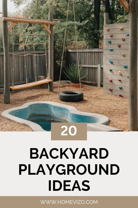 Create the ultimate backyard playground with these fun and creative ideas! From DIY swing sets to playhouses and slides, turn your outdoor space into a kid-friendly paradise. Get inspired and start building today! Backyard Playground Ideas, Swing Set Diy, Diy Swing, Ultimate Backyard, Playground Ideas, Backyard Landscaping Ideas, Backyard Playground, Dream Backyard, Lush Garden