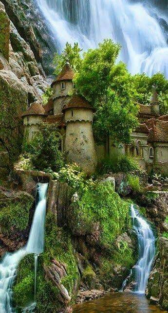 Weglewice, Polônia Waterfall Castle Poland, Waterfall Castle, Beautiful Castles, Alam Yang Indah, Magical Places, Beautiful Places To Visit, Pretty Places, Places Around The World, Most Beautiful Places