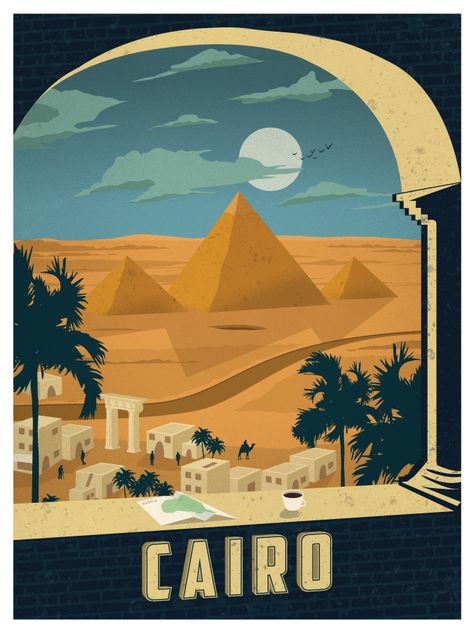 Vintage travel poster Cairo by Alex Asfour Postal Vintage, Retro Travel Poster, Egypt Travel, Cairo Egypt, A4 Poster, Poster Vintage, Luxor, Vintage Travel Posters, Vintage Poster