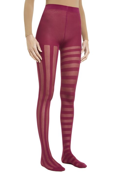 Stripes – Bordeaux Red Tights | Maison Soksi Blue Tights, Red Tights, Flat Seam, High Knees, Sock Shop, Drip Dry, Color Stripes, Electric Blue, Mid Rise