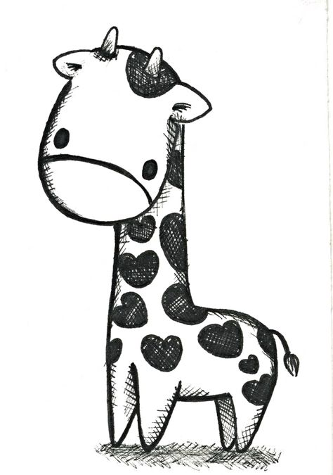 i love this sketch of a happy little baby giraffe cutie sweetheart drawing Easy Giraffe Drawing, Trin For Trin Tegning, Anjing Pug, Giraffe Drawing, Baby Animal Drawings, Drawing Eyes, Drawing Faces, A Giraffe, Cute Giraffe