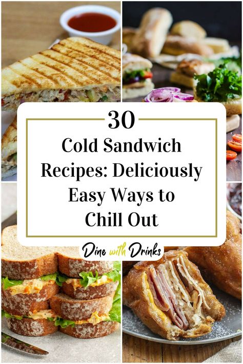 Collage of 4 cold sandwich recipes. Deli Sandwiches Recipes, Gourmet Sandwiches Recipes, Fall Sandwiches, Sandwiches For Dinner, Ham Sandwich Recipes, Lunch Sandwich Recipes, Cold Cut Sandwich, Cold Sandwich Recipes, Sandwhich Recipes