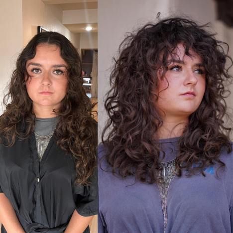 Long Wavy Cut for Round Faces Layered Curly Hair Before And After, Layered Lob Haircut Curly Hair, Medium Length Shag Curly Hair, Curly Bangs Before And After, Naturally Curly Shag Haircut Medium, Natural Curly Shag, Before And After Shag Haircut, Before And After Curly Haircut, Medium Length Curly Shag Haircuts