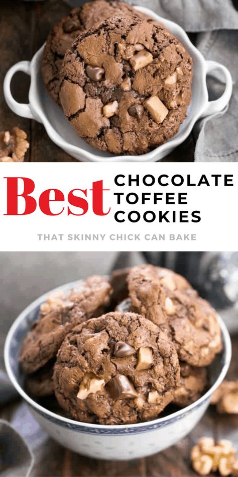 Chocolate Chunk Toffee Cookies, Chocolate Heath Cookies, Chewy Brownie Cookies, Chocolate Toffee Cookies, Heath Bar Cookies, Chocolate Dough, Oatmeal No Bake Cookies, Mocha Cookies, Chicke Recipes