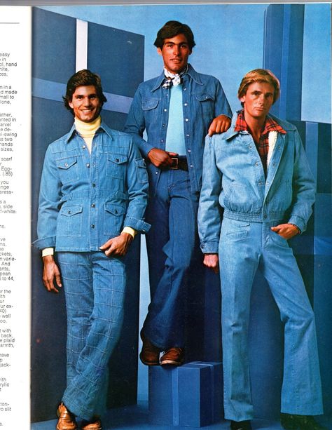 70s Menswear, 80s Outfit Men, Retro Outfits Men, Denim Ads, 50s Mens Fashion, Jean Jacket Outfits Men, 90s Fashion Denim, 70s Fashion Men, Denim Outfit Men