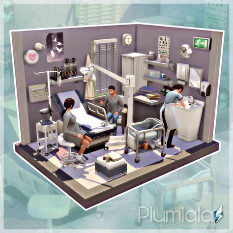 Sims 4 Doctors Office, Sims 4 Hospital Build Layout, Sims4 Hospital, Sims 4 Hospital Build, Sims 4 Hospital, Dollhouse Study, Hospital Floor Plan, Sims4 Builds, Hospital Plans