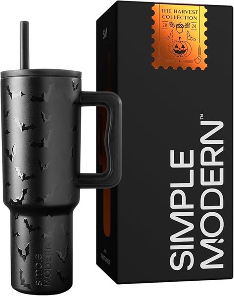 Amazon.com: Simple Modern Halloween 40 oz Tumbler with Handle and Straw Lid | Leak-Proof Insulated Stainless Steel Water Bottle Travel Mug | Gifts for Women Men Him Her | Trek Signature | Spooky Bats : Home & Kitchen 40 Oz Tumbler With Handle, Modern Halloween, 40 Oz Tumbler, Drinkware Accessories, Mug Gifts, Tumbler With Handle, Insulated Stainless Steel Water Bottle, Steel Water Bottle, Kitchen Hacks