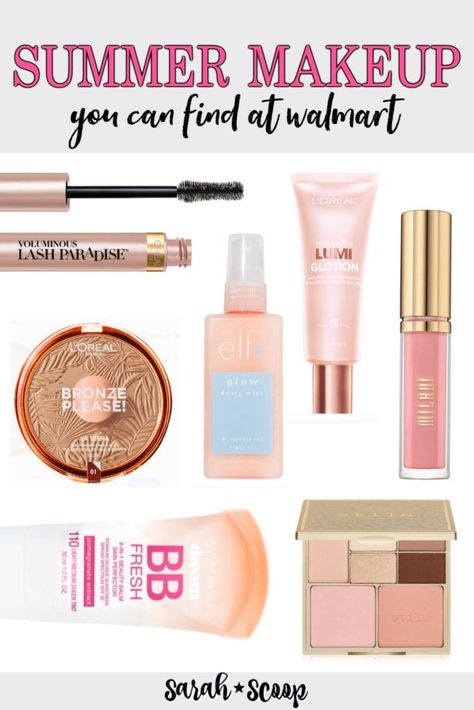 Here's our 6-step guide to beautiful summer makeup that you can find at Walmart! Make Up Items Beauty Products, Summer Make Up Looks Natural, Best Makeup Products For Natural Look, Summer Make Up Products, Walmart Beauty Must Haves, Summer Must Haves Products, Lumi Loreal, Walmart Must Haves, Summer Makeup Products