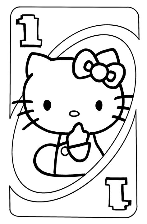 Hello Kitty And Spiderman Coloring Page, Hello Kitty Uno Cards Printable No Color, Cute Hello Kitty Coloring Pages, Cute Printouts, Uno Drawing, Y2k Coloring Pages People, Aesthetic Coloring Pages For Teens, Kuromi Coloring Page, Hello Kitty Coloring Pages Printable