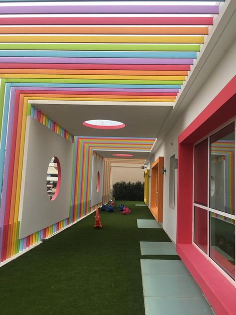 Kindergarten architecture design ,project, plan, exterior Kindergarten Architecture Design, Art Classroom Design, Kindergarten Entrance, Kindergarten Architecture, Kindergarten Interior, Preschool Designs, School Building Design, Daycare Decor, Daycare Design