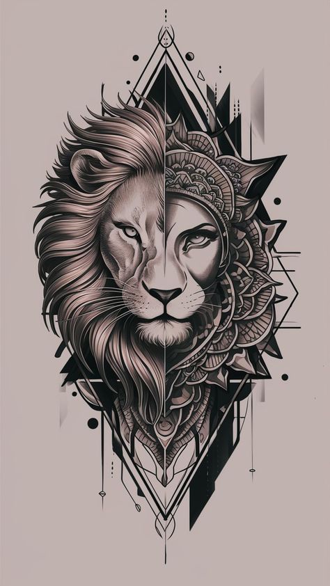 Embrace the power of femininity with this striking tattoo idea featuring a fierce lioness, her majestic mane flowing gracefully, symbolizing courage and strength. Paired with geometric shapes and intricate mandalas, this design reflects the complexity and beauty of womanhood. Perfect for the independent woman, this tattoo serves as a powerful reminder of her resilience and individuality, celebrating the fierce spirit within Animals That Symbolize Strength, Lioness Woman Tattoo, Lioness Tattoo For Women Back, Majestic Tattoos For Women, Leo Women Tattoos, Lion Leo Tattoo For Women, Lioness Tattoo Design For Women, Female Lion Tattoo Design, Feminine Lion Tattoo For Women