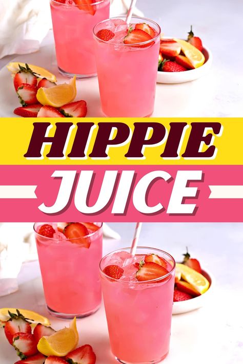 Simply put, Hippie Juice is gorgeous. Luckily, between the sweet watermelon vodka, tropical coconut rum, and pink lemonade, it tastes as good as it looks! Hippy Juice Recipe, Pink Jungle Juice, Hippie Juice Recipe Gallon, Hippie Juice Recipe, Giggle Juice Recipe, Hippie Juice, Jungle Juice Recipe, Malibu Rum Drinks, Coconut Rum Drinks