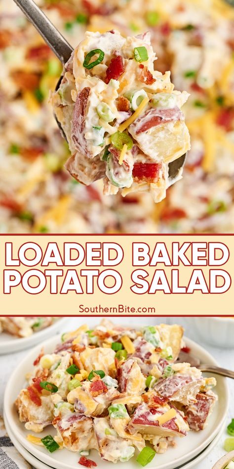 Baked Potato Salad Recipe, Loaded Potato Salad, Loaded Baked Potato Salad, Baked Potato Salad, Easy Potato Salad, Frugal Recipes, Loaded Baked Potato, Potato Salad Recipe, Potato Recipes Side Dishes