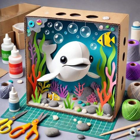 Ocean Art Projects, Diy Pop Up Book, Aquarium Craft, Panda Craft, Whale Theme, Theme Board, Ocean Birthday Party, School Board Decoration, Diy Gift Set