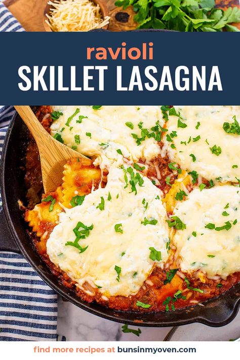 Skillet Ravioli, Skillet Lasagna Recipe, Frozen Lasagna, Skillet Lasagna, Favorite Pasta Recipes, Lasagna Ingredients, Lasagna Noodles, Skillet Dishes, Cheese Ravioli