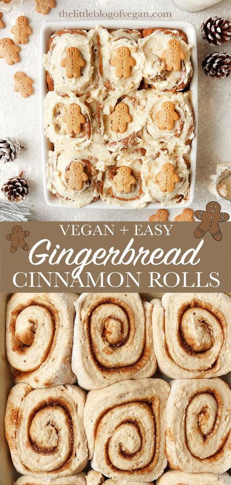 Dessert Buns, Christmas Vegan Recipes, Black Strap Molasses, Gingerbread Cinnamon Rolls, Aip Lifestyle, Vegan Christmas Treats, Gingerbread Biscuits, Vegan Christmas Desserts, Spice Frosting