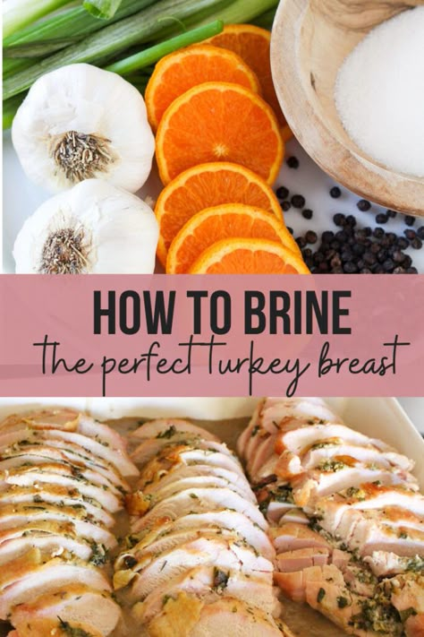 How To Brine A Turkey Breast Before Roasting - The Fitnessista Best Roast Turkey Recipe, Best Turkey Brine, Brined Turkey Breast, Best Roasted Turkey, Dry Brine Turkey, Turkey Brine Recipes, Roast Turkey Recipes, Smoked Turkey Breast, Turkey Brine