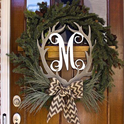 Antler Wreath, Antler Monogram, Monogram Door, Wood Monogram, Wooden Monogram, Have Inspiration, A Deer, Deer Antler, Thanksgiving Gift