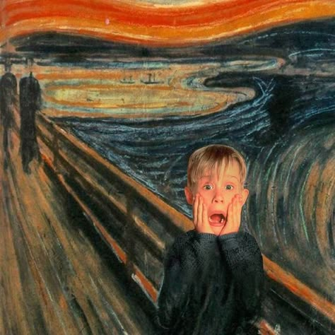 Satirical Art, Ironic Art, Surreal Artwork, The Scream, Art Parody, Pop Culture Art, Art Memes, Funny Art, Surreal Art