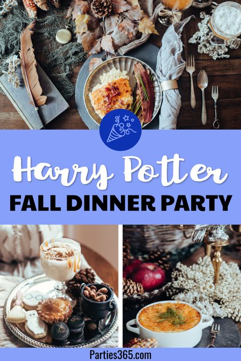 Fall Dinner Party Ideas, Harry Potter Fall, Harry Potter Feast, Themed Dinners Ideas, Harry Potter Dinner, Gateau Harry Potter, Hp Christmas, Harry Potter Parties Food, Harry Potter Movie Night