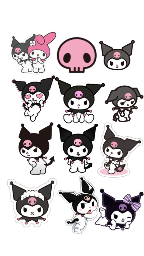 Kuromi Stickers Printable, Kuromi Cake, Blue Scrapbook, Hello Kitty Printables, Birthday Cake Topper Printable, Paper Dolls Book, Baby Boy 1st Birthday, Baby Art, New Sticker