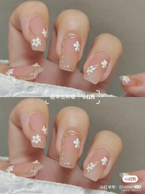 Korean Nail Art, Hello Nails, Asian Nails, Cute Simple Nails, Fancy Nails Designs, Beauty Nails Design, Korean Nails, Cute Nail Art Designs, Simple Gel Nails